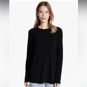 *Unavailable* Norma Kamali Black Long Sleeve Top - Raw Hem Minimalist - Small